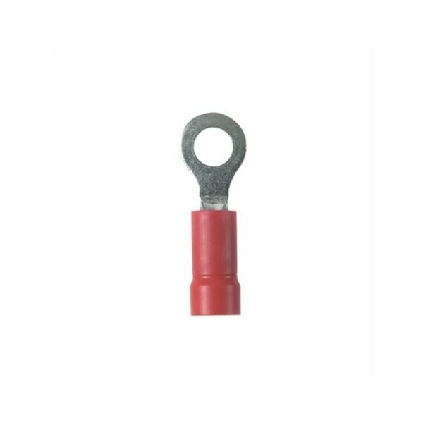 Ring Terminal, 5/16 in Stud Size, 18 AWG, 600 V, Vinyl Insulated, Red, 100 PK